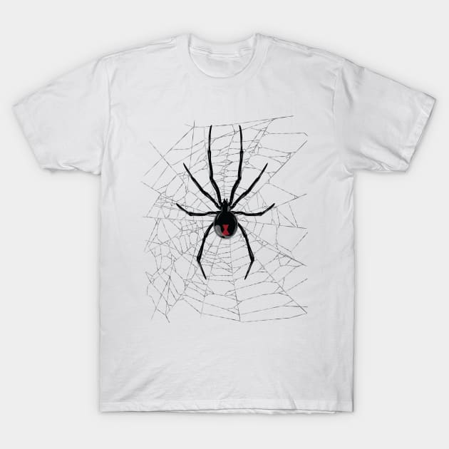 Black Widow in a web T-Shirt by Vector Deluxe